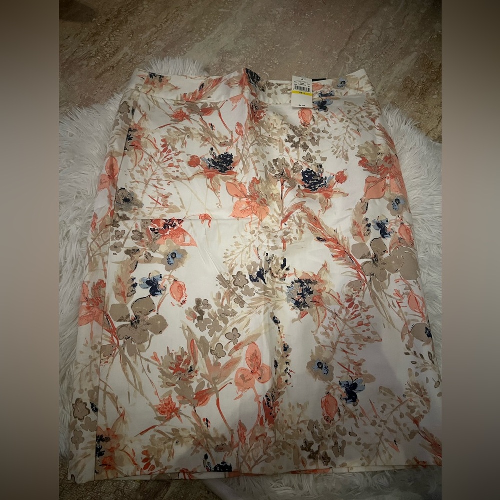 Van Heusen Studio Floral Skirt - Cream and Orange